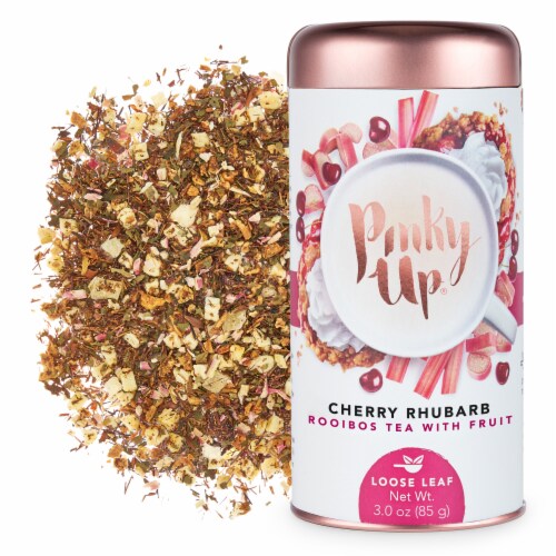 Pinky Up Cherry Rhubarb Cobbler Rooibos Loose Leaf Tea Perspective: front