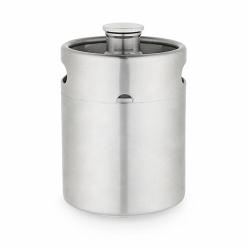True 5773 64 oz Tanked Growler Keg, Silver Perspective: front
