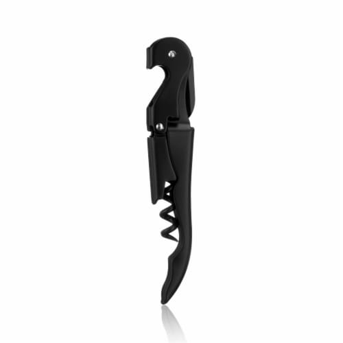 Truetap™: Double-Hinged Corkscrew in Matte Black with Black Perspective: front