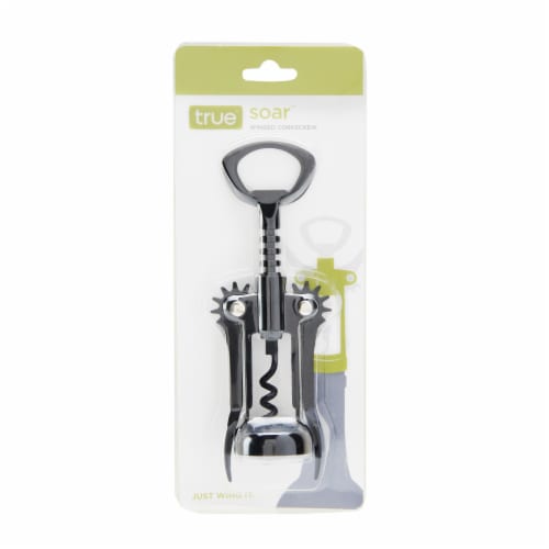 True® Soar Winged Corkscrew - Silver/Matte Black Perspective: front