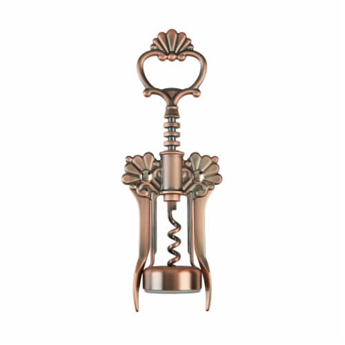 Brushed Copper Filigree Winged Corkscrew by Twine® Perspective: front