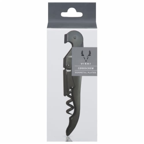 Viski® Gunmetal Signature Double Hinged Corkscrew Perspective: front