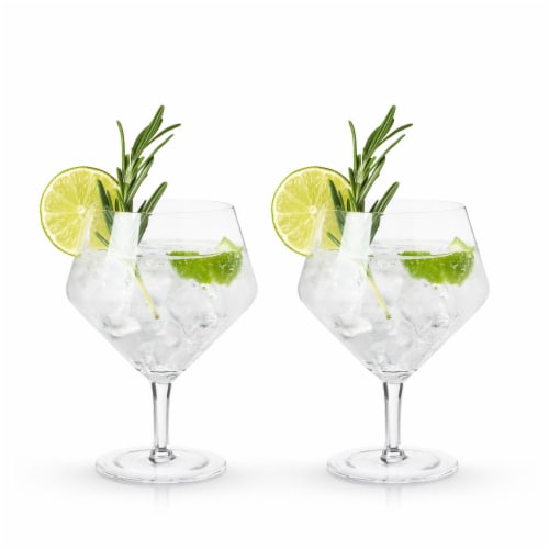 Viski Angled Crystal Gin & Tonic Glasses Perspective: front