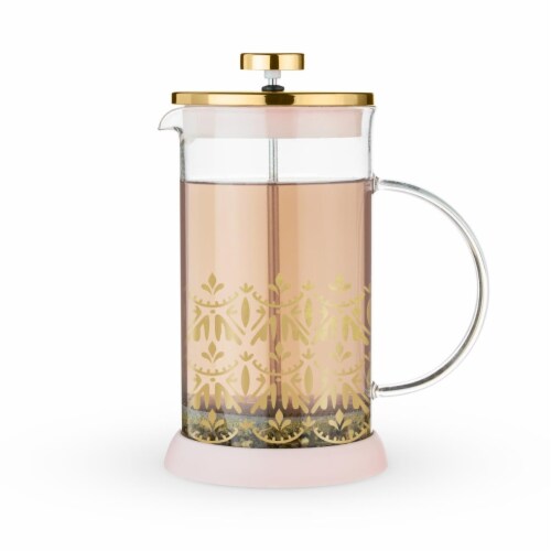 Pinky Up Riley Casablanca Glass Tea Press Pot- Gold Perspective: front