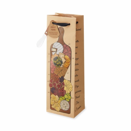 Cakewalk™ Charcuterie Board Kraft Single Bottle Wine Bag Perspective: front
