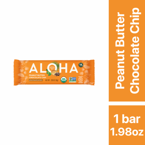 Aloha Peanut Butter Chocolate Chip Protein Bar Perspective: front