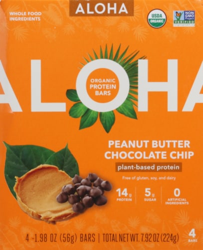 Aloha Peanut Butter Chocolate Chip Protein Bars Perspective: front