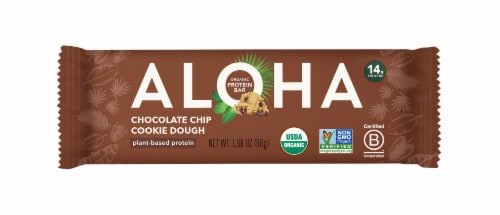 Aloha Organic Chocolate Chip Cookie Dough Protein Bar 1.98 oz Perspective: front