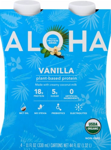 Aloha Vanilla Organic Plant-Based Protein Drink Perspective: front
