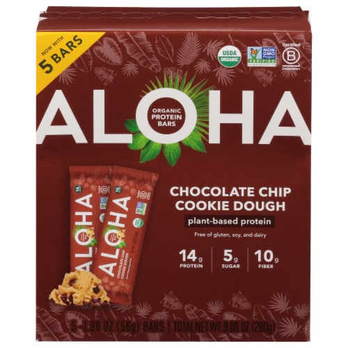 Aloha Chocolate Chip Cookie Dough Protein Bars Perspective: front