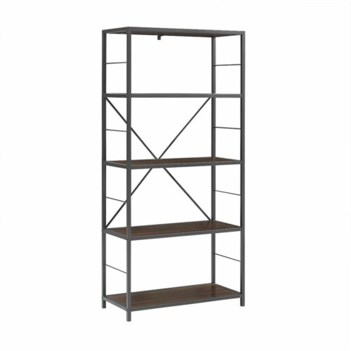 60 Rustic Metal and Wood Media Bookshelf in Dark Walnut, 1 Fry’s Food