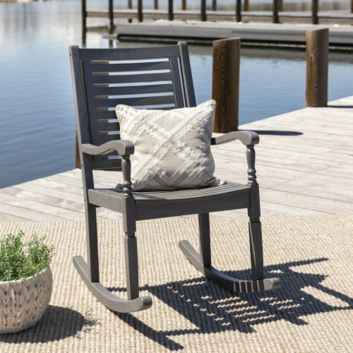 Outdoor Wood Patio Rocking Chair - Gray Wash Perspective: front