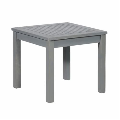 Walker Edison 20  Simple Outdoor Wood Patio End Table in Gray Wash Perspective: front