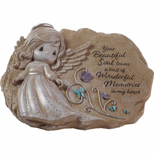 Precious Moments 222411 3 in. Resin Angel Statue with Butterfly Garden Stone Perspective: front