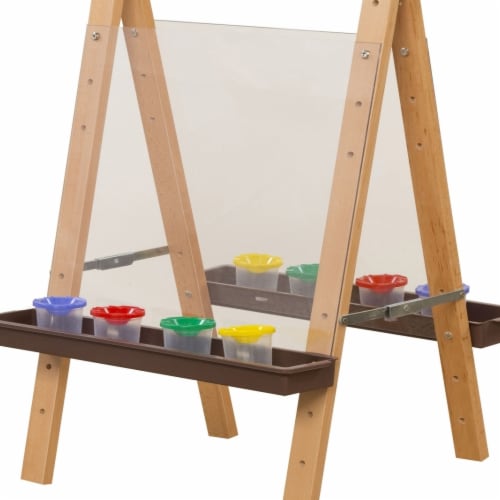 Wood Designs 17523BN Tot Size Double Acrylic Easel with Brown Trays Perspective: front