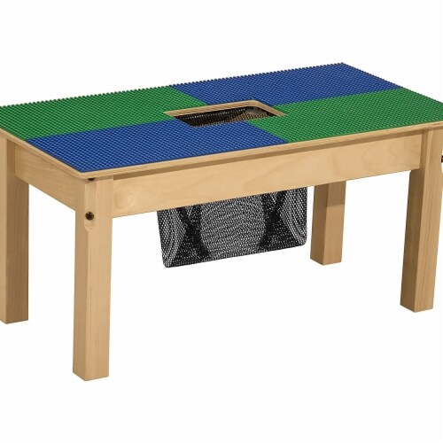 Time 2 Play TP1631SGN18 BG 18 in. Lego Compatible Table with Legs Blue Green Rectangle 1 Baker s