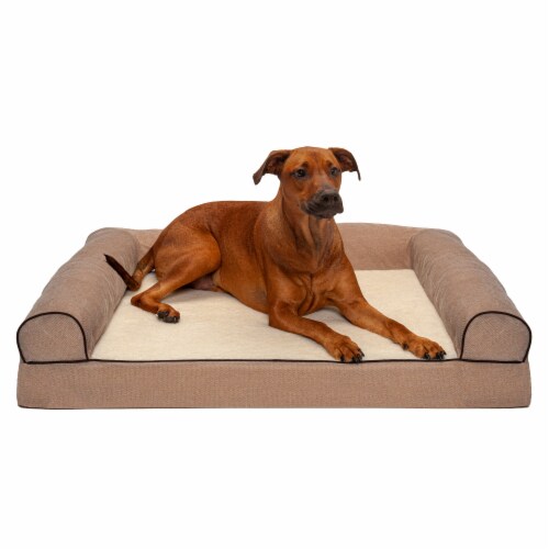 FurHaven Faux Fleece & Chenille Soft Woven Orthopedic Sofa Dog Bed