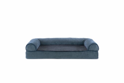FurHaven Faux Fleece & Chenille Orthopedic Sofa Dog Bed - Orion Blue Perspective: front