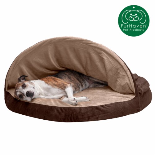 FurHaven Microvelvet Snuggery Gel Top Foam Pet Bed 44 Espresso