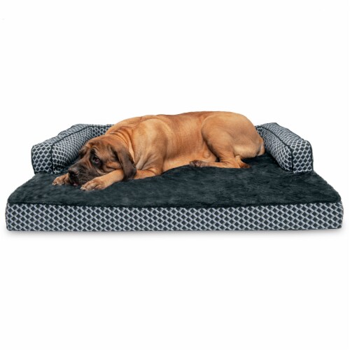 Furhaven Plush Sofa Pet Bed, Gray, L