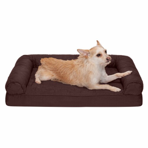 FurHaven Quilted Orthopedic Sofa Dog Bed|Medium, Coffee Perspective: front