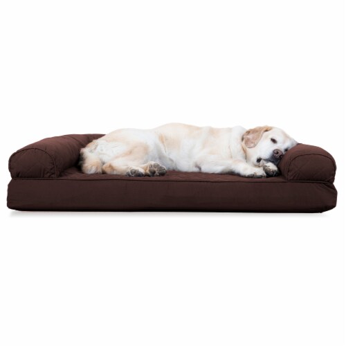 FurHaven Quilted Cool Gel Sofa Dog Bed|Jumbo, Coffee Perspective: front