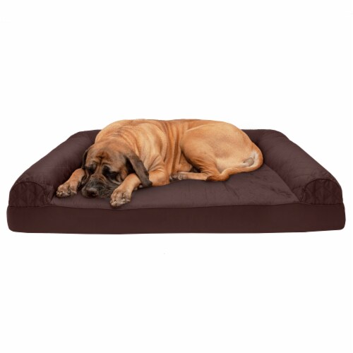 FurHaven Quilted Cool Gel Sofa Dog Bed Jumbo Plus Coffee Jumbo Plus QFC