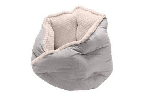 Minky & Velvet Small Hug Cat Bed- Gray Perspective: front