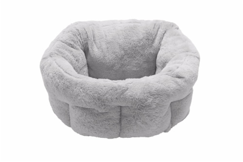 Furhaven Luxury Fur Warm Small Pet Cuddler Bed - Gray Perspective: front