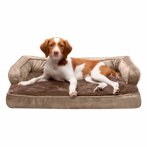 FurHaven Plush Velvet Comfy Couch Cool Gel Sofa Style Dog Bed