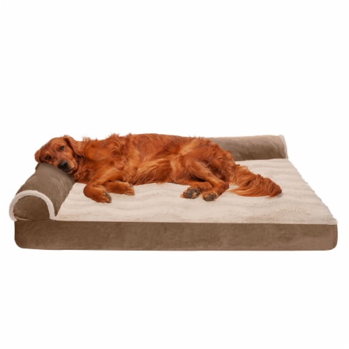 FurHaven Wave Fur Velvet DLX Chaise Lounge Cooling Gel Pet Bed