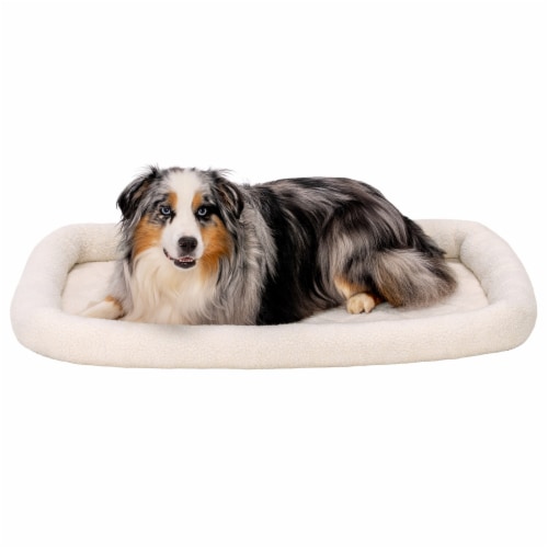 FurHaven Faux Lambswool Bolster Crate Pet Bed Cream Extra Large Extra Large Mariano s