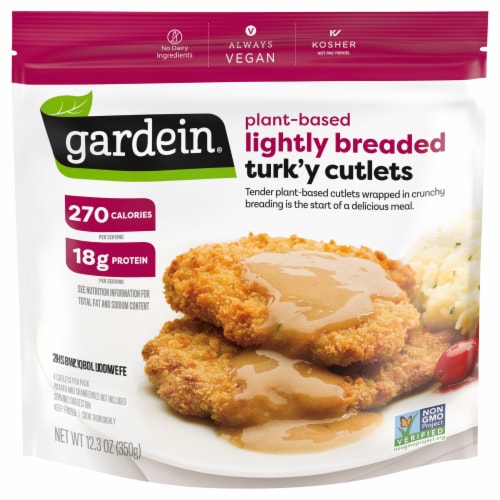 Gardein® Lightly Breaded Meat-Free Turk'y Cutlet with Homestyle Gravy Perspective: front