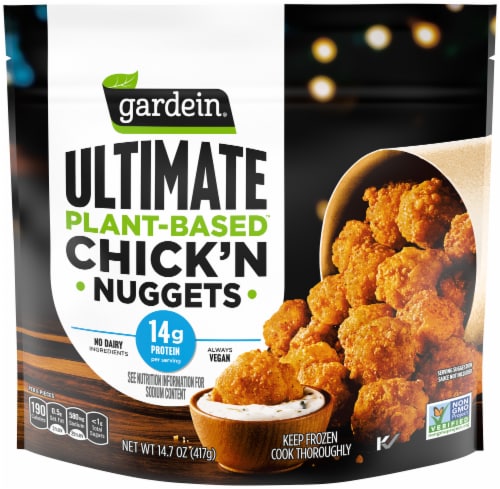 Gardein Ultimate Plant-Based Chick'n nuggets Frozen Vegan Food Perspective: front