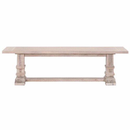 Star International Furniture Traditions Hudson Large Wood Dining Bench in Gray Perspective: front