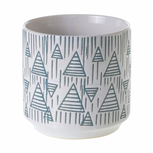 Accent Decor Arrow Tree Pot - White/Blue Perspective: front
