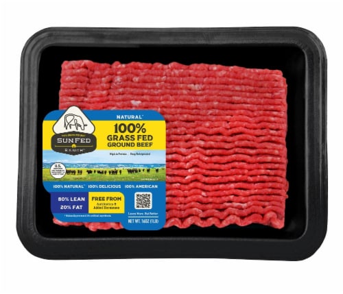 Sunfed Ranch 80% Lean 20% Fat Grass Fed Ground Beef Perspective: front
