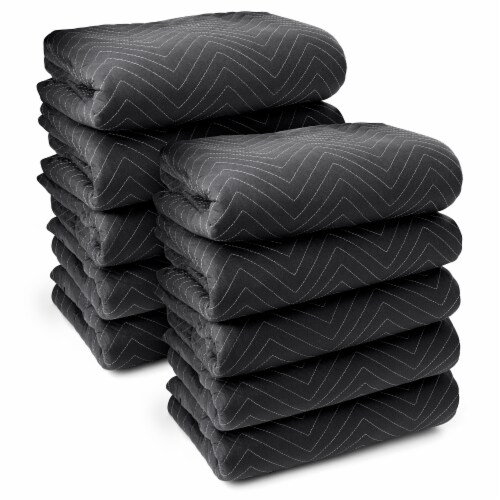 10-Pack, 80 x72 Thick Moving & Packing Blankets - Black by Sure-Max Perspective: front