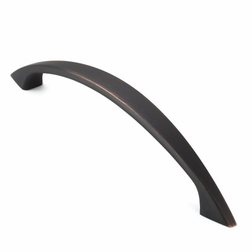 Solid Curved Oil Rubbed Bronze 5 Hole Centers Cabinet Pulls - 10 Pk Perspective: front