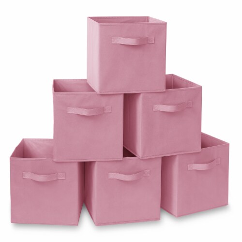 Set of 6) Collapsible Fabric Cubes, 11 Storage Bins - Light Pink, 10.5 x 11  - Baker's