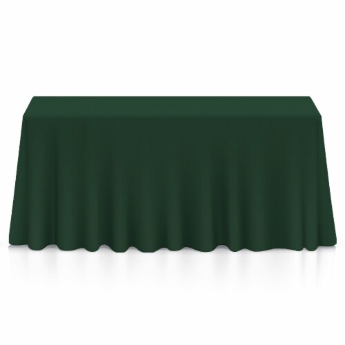 90 x 132 5pk Rectangular Polyester Tablecloths - Hunter Green Perspective: front