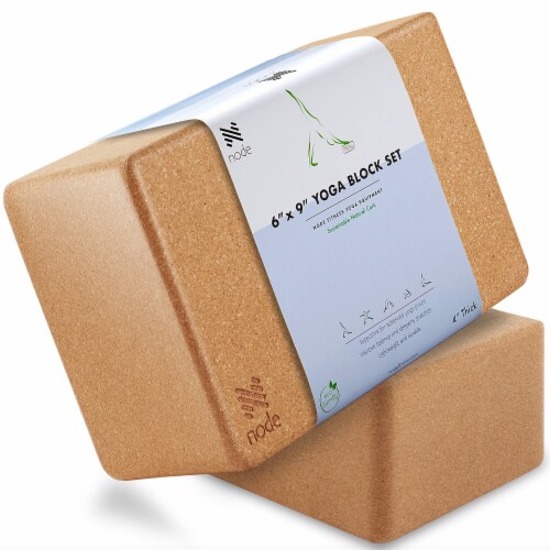 Node Fitness (Set of 2) Natural Cork Yoga Blocks Perspective: front