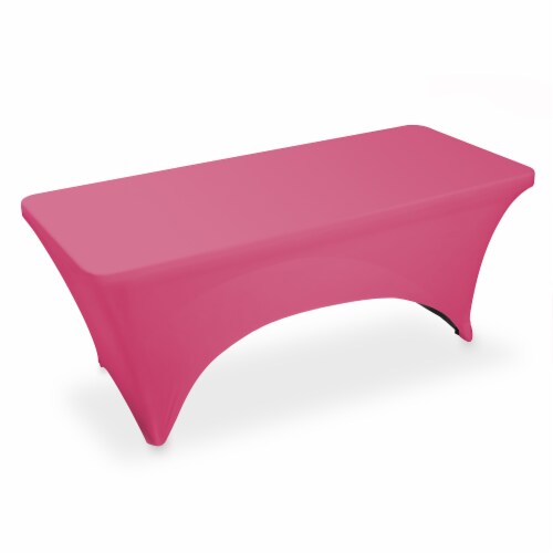 6' Rectangular Spandex Fitted Tablecloth - Fuchsia by Lann's Linens Perspective: front