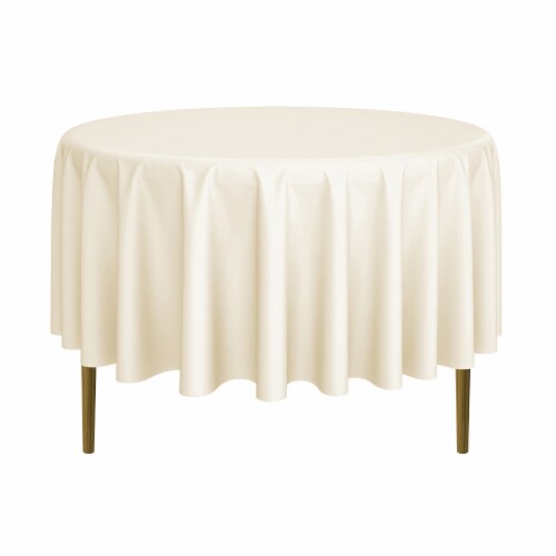 90 Round 10pk Polyester Tablecloths - Ivory by Lann's Linens Perspective: front