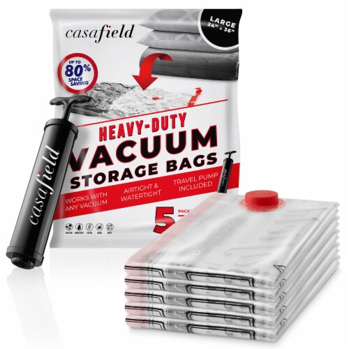 5 Large 36 x 24 Vacuum Space Storage Saver Bags and Travel Pump