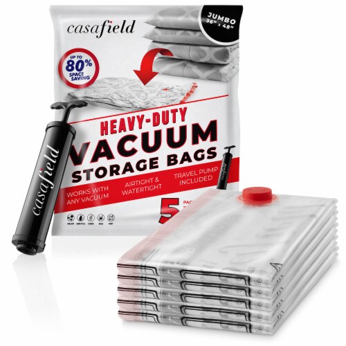 5 Jumbo 48 x 36 Vacuum Space Storage Saver Bags and Travel Pump