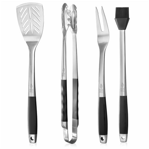 4pc BBQ Tool Utensil Set, Stainless Steel by Pure Grill, 1 x 17.5 - Fry ...