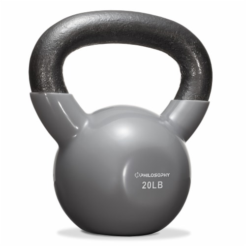 Synes farvning græsplæne 20 lb Vinyl Coated Cast Iron Kettlebell, 20 Pound Weight, 20 lbs - Gray -  Fred Meyer