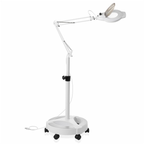 Adjustable Rolling Base 3X Magnifying LED Floor Lamp, Dimmable