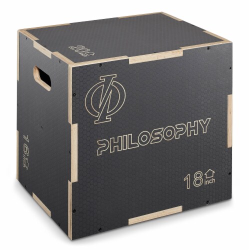 3 in 1 Non-Slip Plyo Box 20 x 18 x 16 , Gray, Jump Box for Training Perspective: front
